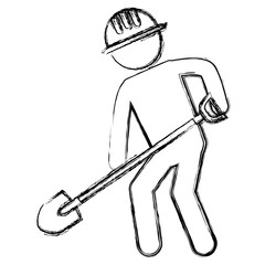 Obraz premium worker with shovel silhouette vector illustration design