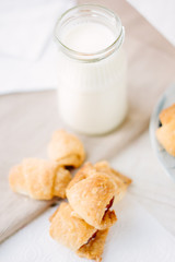 Beautiful breakfast - croissants with the fresh milk.