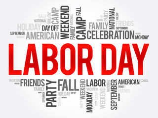 Labor Day word cloud collage, holiday concept background