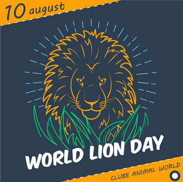  Holiday   World Lion Day Linear Style