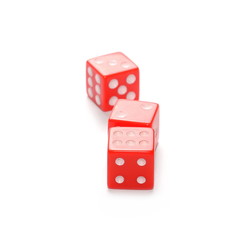 Red gambling dice isolated on white background
