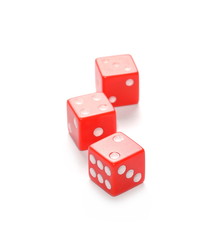 Red gambling dice isolated on white background