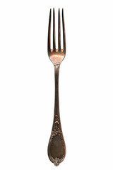 old antique cutlery fork, clipping path included