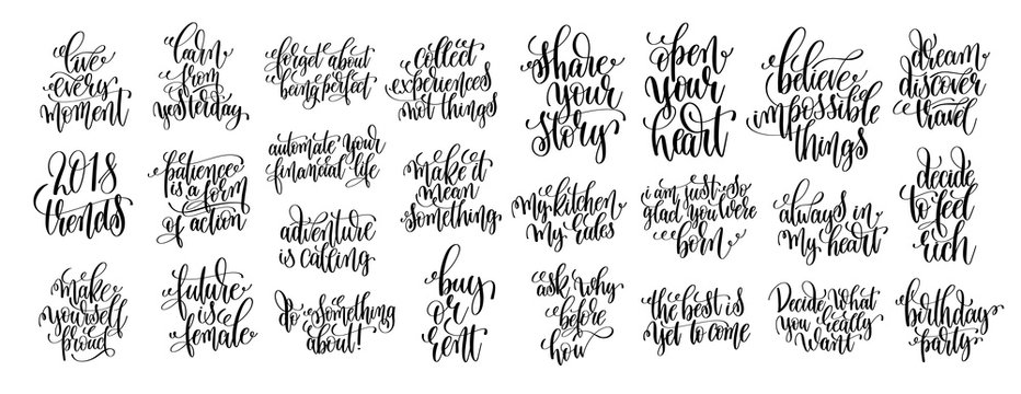 set of 25 hand lettering motivational and inspirational quotes