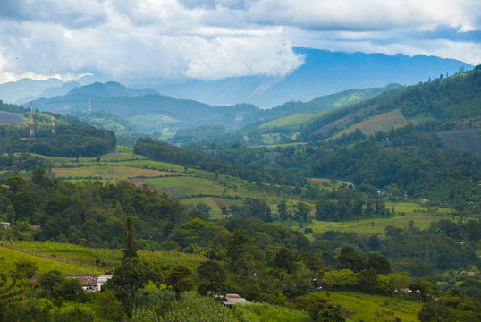 Mountains crops and deforestation Guatemala, Baja Verapaz, urban and rural Tactic village.
