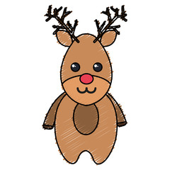 Obraz premium cute christmas reindeer character vector illustration design