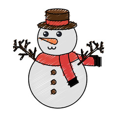 cute christmas snowman character vector illustration design