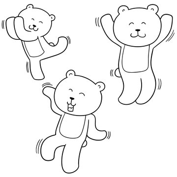 vector set of bear dancing