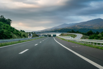 Winding Highway through the rural landscape in Serbia