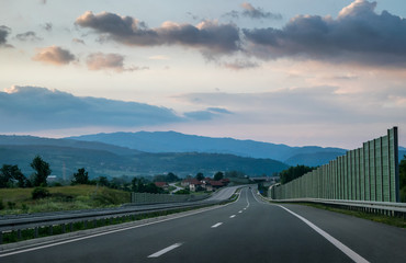 Winding Highway through the rural landscape in Serbia
