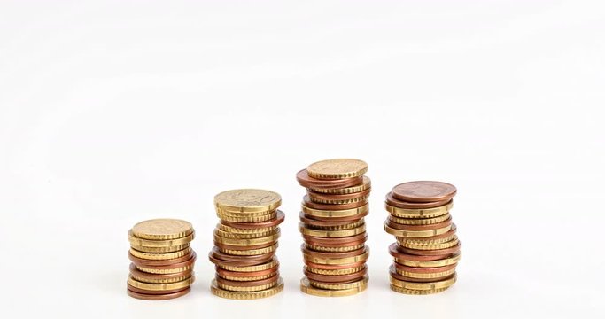 growing euro coin piles
