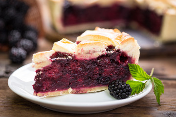Blackberry pie on the plate