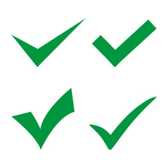 Green sign affirmed on a white background