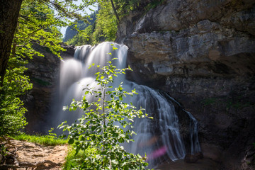 Waterfall in the forest (National park of 'Ordesa y monte perdido') - obrazy, fototapety, plakaty