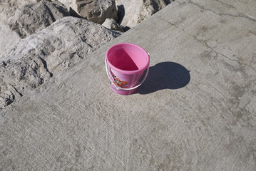 Milano Marittima, Italy - July 16, 2017 : Child bucket