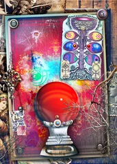 Raamstickers Magic crystal ball,key,and esoteric draws  © Rosario Rizzo