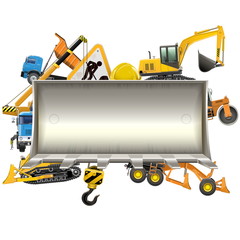 Vector Construction Frame with Bulldozer Shovel © dashadima
