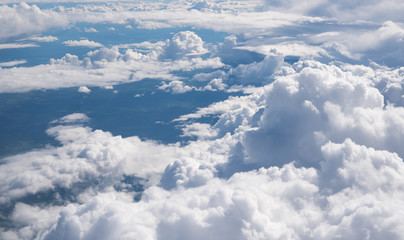 blue sky with the clouds from the plane view