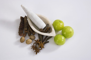 Amla with Mortar and Pestle