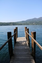 Lake Orta in summer view from Orta San Giulio, Piedmont Italy 