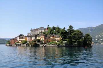 Fototapeta na wymiar Isola San Giulio at Lake Orta, Piedmont Italy 