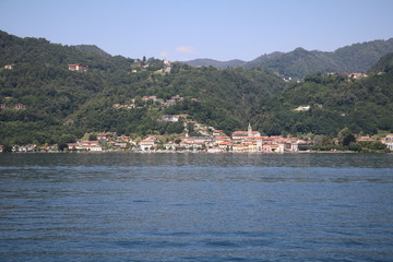 Lake Orta view from Orta San Giulio to Pella, Piedmont Italy 