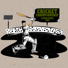 Batsman sports Player playing game of cricket