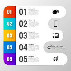 Infographic design template with 5 steps. Vector