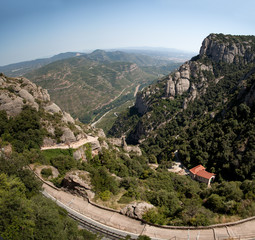 Fototapeta na wymiar Beautiful summer day in the mountains of Montserrat, Catalonia, Spain