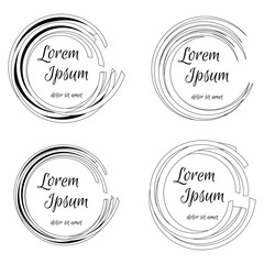 Round  frames with your text for Your Design. Vector illustration. Abstract logo. Hand drawn. Black and white sample