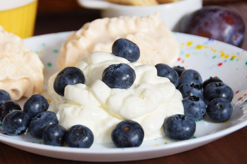 Sweet dessert with blueberries