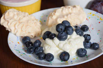 Sweet dessert with blueberries