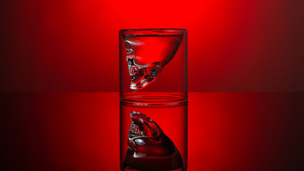 Stack for strong drinks. on a red background skull
