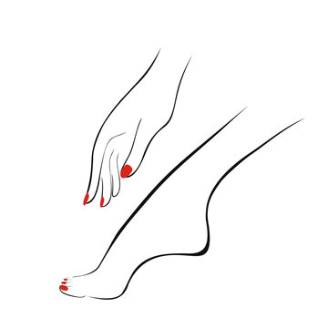 Female Hand And Leg With Red Nails Manicure Pedicure Logotype For Fashion Salon Vector Illustration White Background Stock Vector Adobe Stock Female Hand And Leg With Red Nails Manicure Pedicure Logotype For Fashion Salon Vector Illustration White Background Stock Vector Adobe Stock