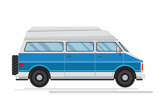  Passenger blue Van Mini Bus vector.
