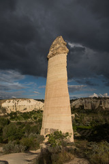 Rock in the shape of penis at Love valley,  Cappadocia, Turkey