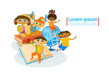 Kids Learing Together Small Children Visiting Classes Develop Hobbies Flat Vector Illustration