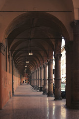 Ancient porticos in Bologna in Italy