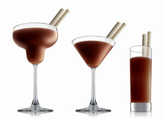 Original Irish Cream Liqueuron alcohol cocktail or chocolate mocktail in classic glass with brown beverage isolated on white background