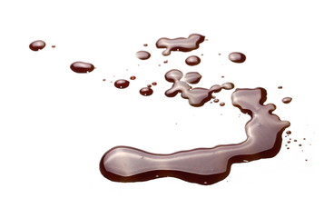 old engine oil spill and splash isolated on white background, texture 
