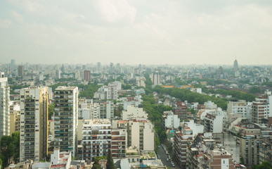 View of the skyline of Buenos Aires on a cloudy day    