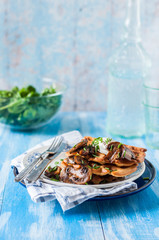 Potato Waffles with Mushrooms