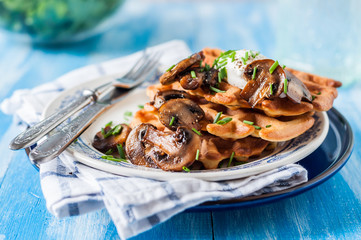 Potato Waffles with Mushrooms