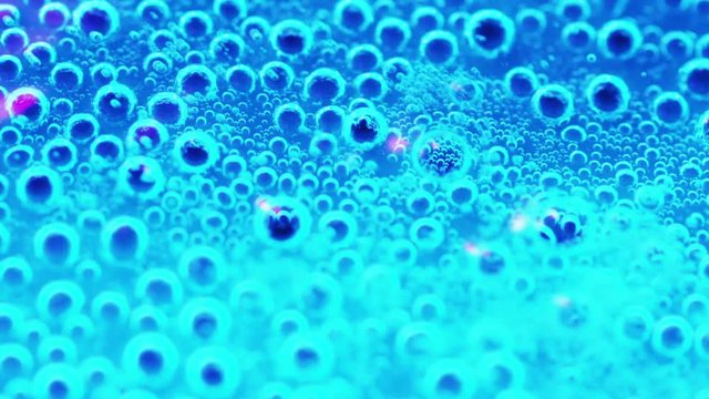 Extreme close up, abstract blue neon liquid
