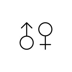 female, male, gender icon on white background