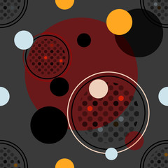 Abstract seamless vector pattern (abstract background), halftone dots and circles