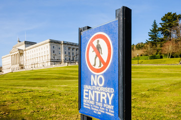 No Entry sign at Parliament Buildings, Stormont Estate, Belfast