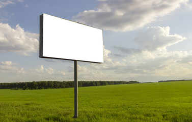 Billboard blank, outdoor advertising poster or blank mock-up for advertisement. On a background of nature.