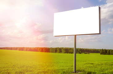 Billboard blank, outdoor advertising poster or blank mock-up for advertisement. On a background of nature.