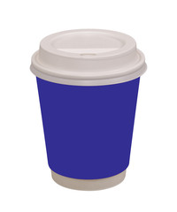 Violet coffee drinking cup on a white background